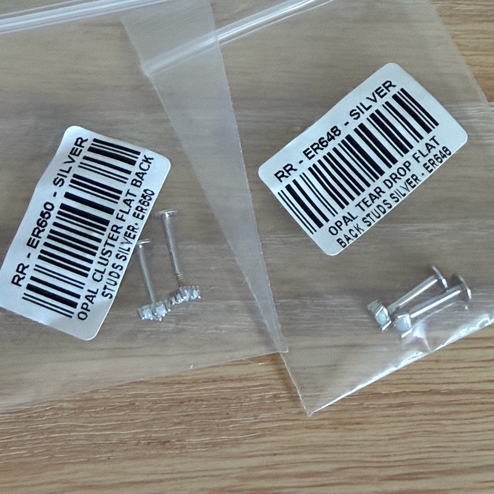 3 Pairs Silver Stud Flat Back Earrings by Caitlyn Minimalist - Picture 3 of 11
